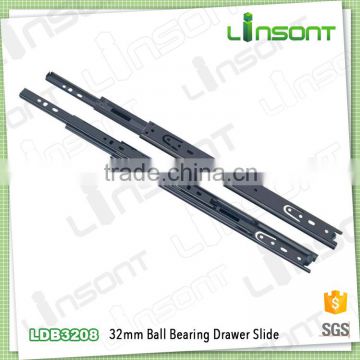 Hot selling 32mm 3 steps ball bearing slide rails track hardwares drawer slide