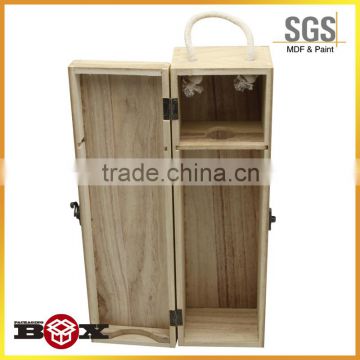 Pine Wooden Wine Box With Opened Door