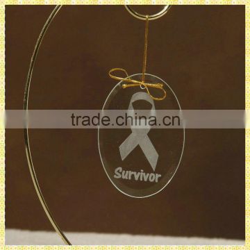 Cheap Engraving Glass Oval Shape Hanging Ornaments For Christmas New Items