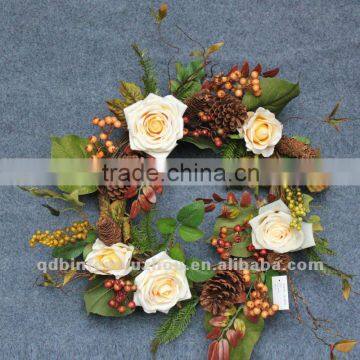 New arrival Artificial Florals and Berries Wreath,artificial spring garden collections