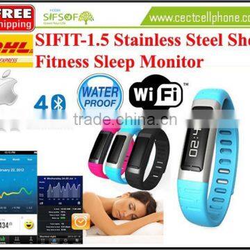SIFIT-1.5 Stainless Steel Shell Fitness Sleep Monitor.Bluetooth 4.0 Calories Counter Fitness Sleep Monitor Stainless Steel Shell