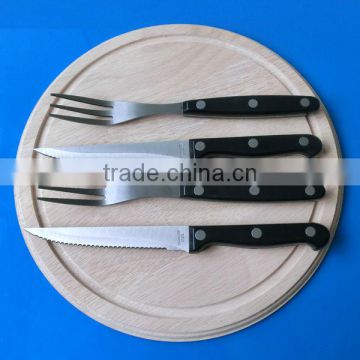 Steak Knife and Fork Set with Round Cutting Board