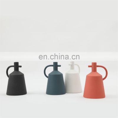 modern decoration ceramic home simple tabletop kettle vase with handle