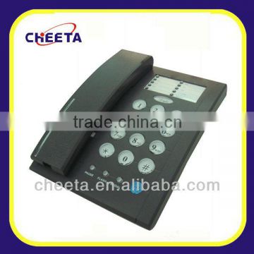 dark gray telephone with contact phone number