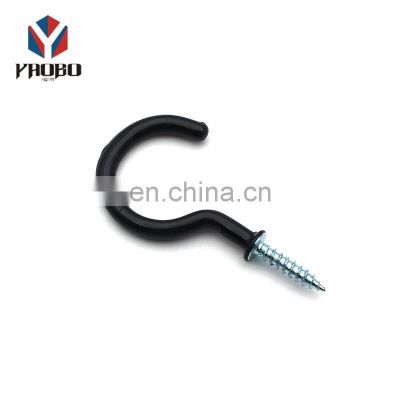 China Manufacture Eye Screw Hooks Decorative Hardware 74mm 50mm Small Convenient Black Cup Hooks Screw Set