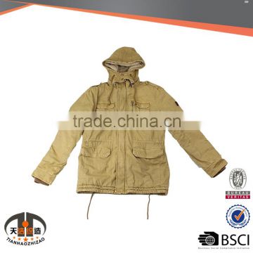 TH-RK011 High Quality Outdoor Cotton Khaki Fabric Winter Jacket Military Great Coat