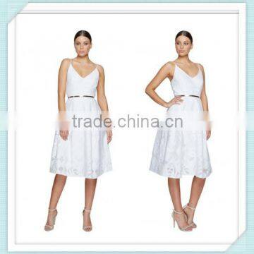 Lady's organza embroidered summer fashion dress