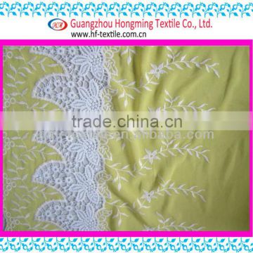 High quality african chemical guipure lace embroidery fabric white flower apple green mesh ground for garment