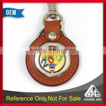 Promotional gift High qulaity spinning leather keychain
