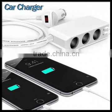 3 Socket Cigarette Lighter Adapter Multi Port Cell Phone Charger