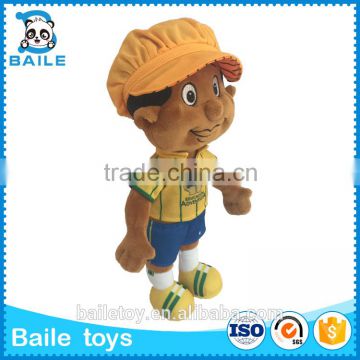 Custom character plush little boy stuffed toy with cap
