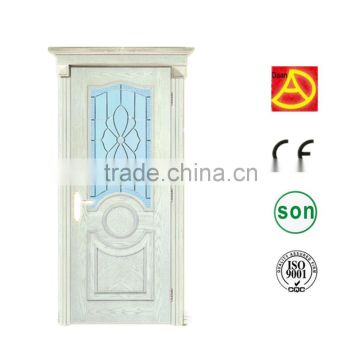 New American Style High quality Single Leaf Wood Door Glass PVC Door