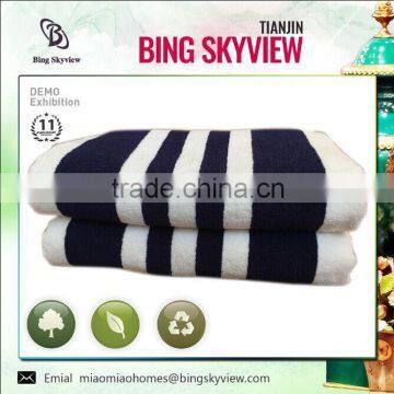 100% cotton blue white striped bath towel