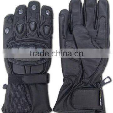 Black leather motorcycle gloves