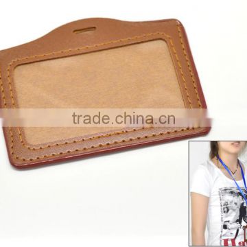 Coffee Horizontal Leatheroid Business Credit ID Card Badge Holders For Wholesale