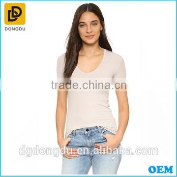 2016 hot sale Knitted plain white color women t shirt wholesale