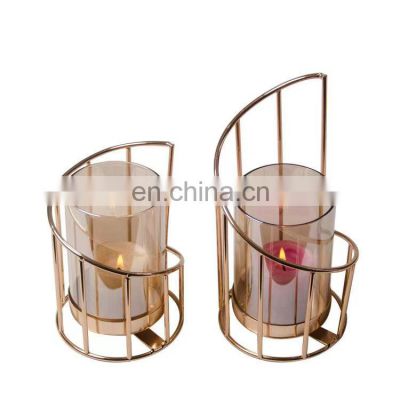 Set of 2 European metal candlestick holders dining table creative romantic  iron electroplating Wedding Gold Candle holders