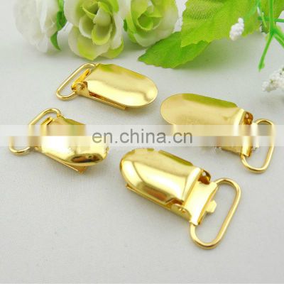 Heavy duty shirt garment  round steel shiny rose copper 25mm pacifier suspender clip gold
