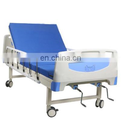 Good quality multi function 2 folding crank stainless steel manual  ABS hospital bed for hospital use