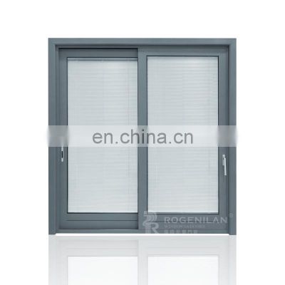 ROGENILAN AS2047 low-E double glass modern aluminum temple glass heavy sliding door with aluminum louver