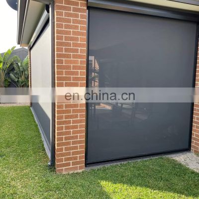 Windproof Sun Shade Motorized Smart Electric Phone Remote Google Control Outdoor Zipper Patio Shades Roller Blinds