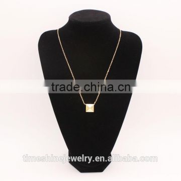 Top Design Gold color Square Pendant Necklace for men and woman