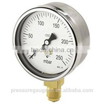 Stainless steel case mbar pressure gauge manufacturer