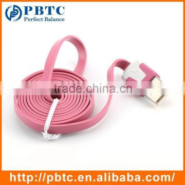 Cute 1M Pink Noodle Flat Usb Cable For Iphone 5