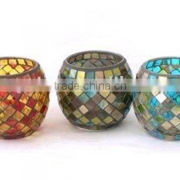 sphere shaped mosaic candle holder