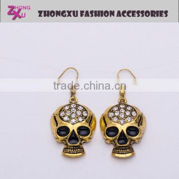 new custom promotion vintage gold skull halloween earring