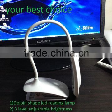 2016 new design dolphin led rechargeable lamp 360 degree desk led lamp book light