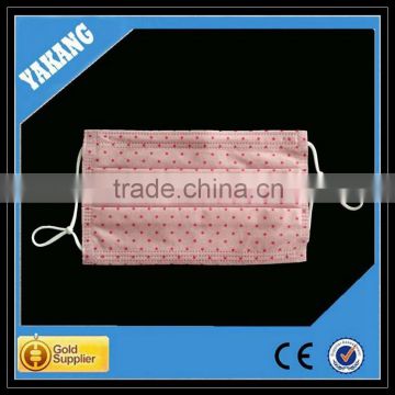 3ply pink background with small circles spunlace disposable non-woven face mask