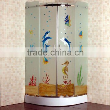 noble dignified shower enclosure with 6mm ocean colorful painting glass (S118 ocean)
