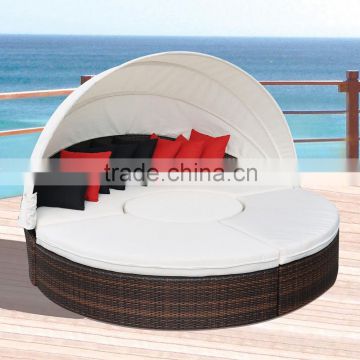 Hot sale modern outdoor sunbed lounge furniture garden round daybed bed