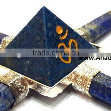 Gemstone Energy Generator : with Engraved "OM" : gemstone Lapis Energy Generator