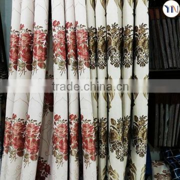 linen look polyester jacquard fabrics/cheap price curtain blackout