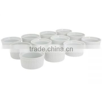 Set of 12 - 8 Ounce Porcelain Ramekins - 4" diameter