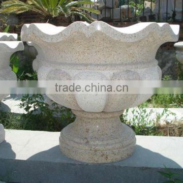 carved natural stone flower planters