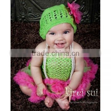 Girls Lime Green Crochet Tube Top Photo Prop 12M-3 Years