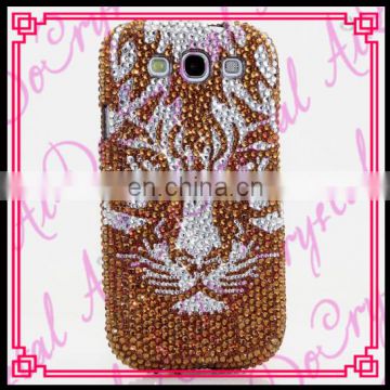 Aidocrystal DIY design your own cell phone case for galaxy j3 gold bling phone case with tiger head pattern