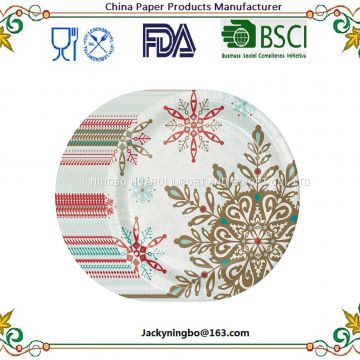 Hot Sale Performa Peaceful Snow Holiday Disposable Dinner Paper Plates