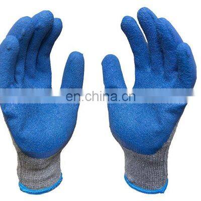 13 G  Polyester Black Crinkle Coated Rubber Latex Dipped Working Hand Gloves for Construction
