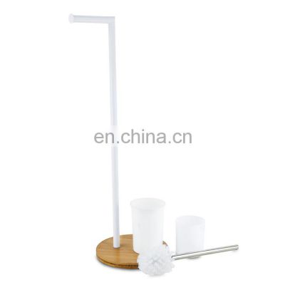 Free Standing Toilet Paper Holder Bamboo PP Bathroom Standing Toilet Paper Holder White High Quality Toilet Paper Holder