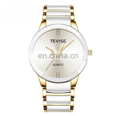 TEVISE T845GS Men Fashion Luxury Stainless Steel Quartz Wrist Watches Casual Auto Date Calendar Brand Mens Watches