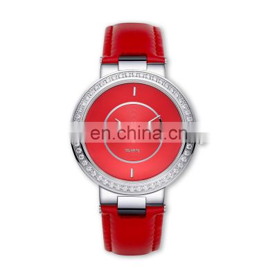 Custom your Logo quartz watches Bling Diamond Dial Lady Watch Crocodile Leather Luxury  watches women