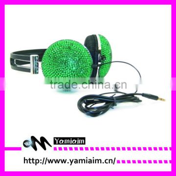 Yiwu Cheap Rhinestone Green crystal earphones