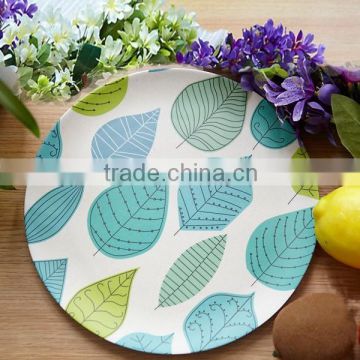 Anhui hot selling colorful bamboo fibre dinner set, 7 inch round leaf dinner plate