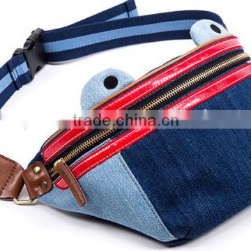 Premium Quality Denim Waist Pack Fashion Sport Running Aadult Waist Bag with Multi-pockets