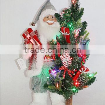XM-SA019 24 inch lighted traditional santa hugging tree for christmas decoration