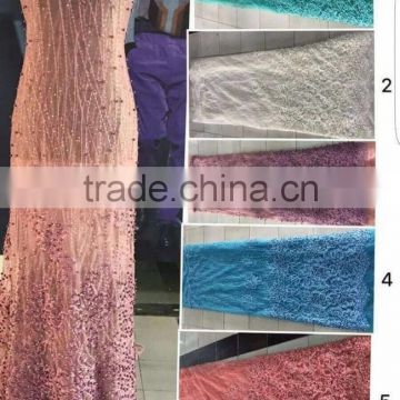 CL60074 Beautiful handmade beaded french lace,hand beaded net embroidery lace